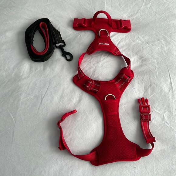 VIVAGLORY 6ft Reflective Nylon Dog Training Leash Lead Padded Handle & Harness - Picture 1 of 4